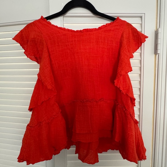 Maeve Tops - Maeve Vibrant Red Layered Blouse